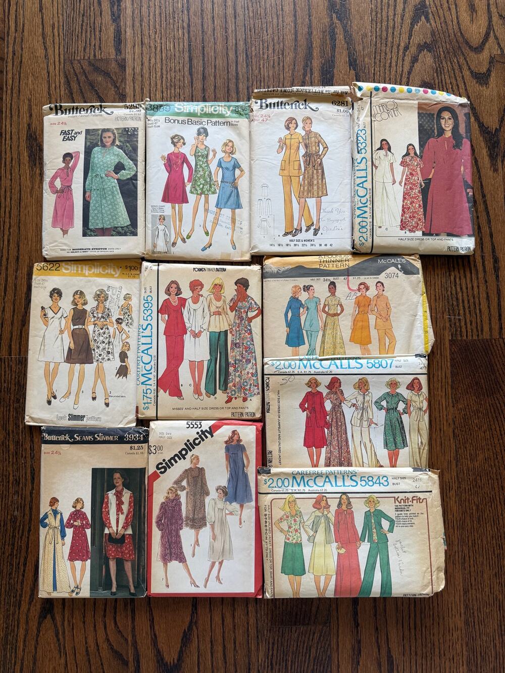 11-Piece Vintage 70s Women Ladies Sewing Patterns Volup Plus Size 47" Bust Dress